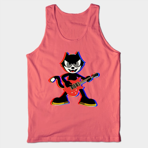 Felix the Cat in Retro Glitch Style - Nostalgic Cartoon Art Tank Top by Mr.FansArt